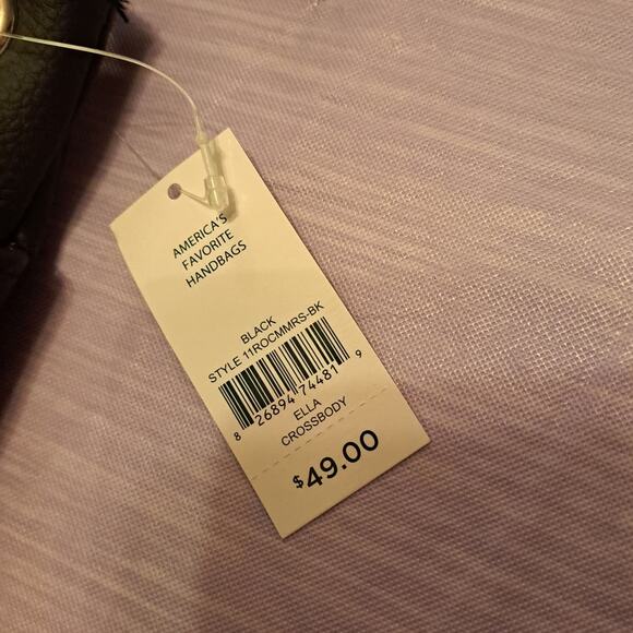 Rosetti Black Floral Stitched Crossbody Bag Double Zipper Adjustable Strap - Picture 13 of 13